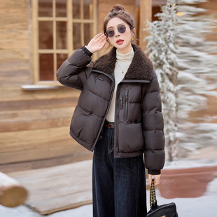 女式羽绒服2025冬季新款毛毛翻领宽松型女款小个子保暖外套 E807