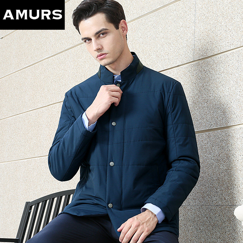 Amurs/爱缪斯新款中老年棉衣男商务休闲爸爸冬装外套大码立领棉袄