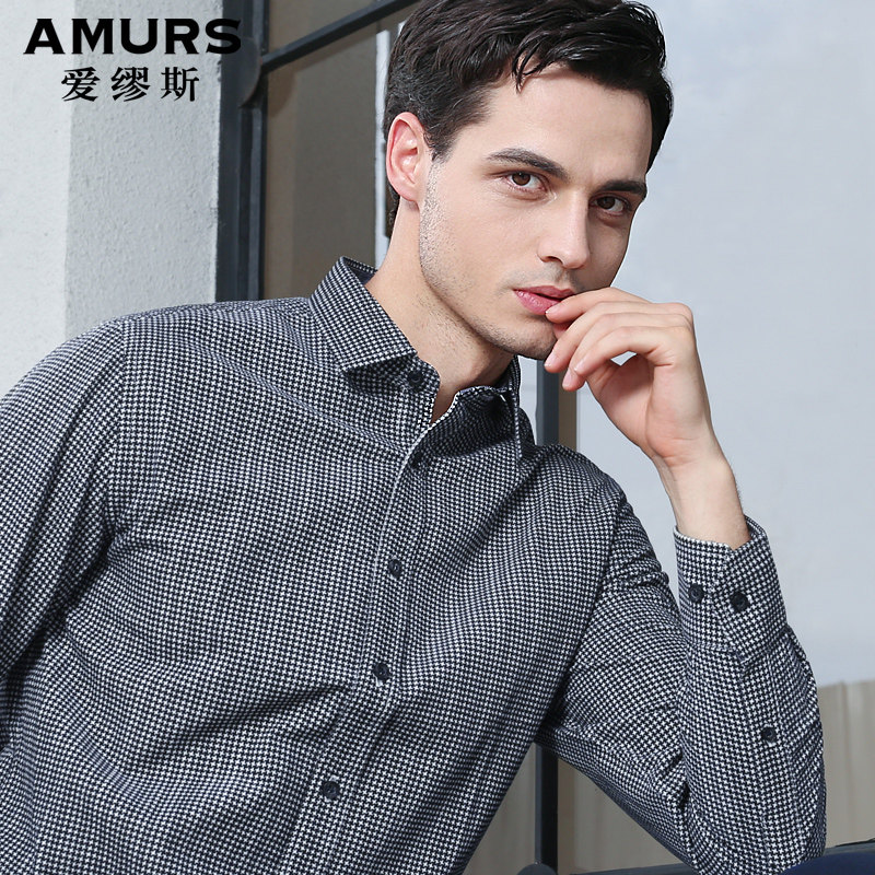 进口PONTOGLIO长袖衬衫爱缪斯纯棉休闲高端品牌面料大码男装衬衣