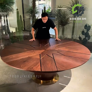 佛山弗莱切变形旋转餐桌可伸缩变大圆形变径餐桌可变圆桌8人10人