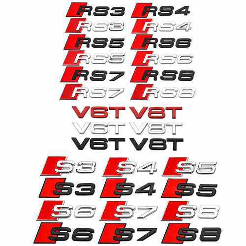 适用于奥迪S RS车标RS3RS4RS5RS6RS7S3S4S5S6S7S8尾标