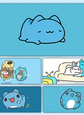 可爱猫猫虫蓝色咖波鼠标垫超大号丝滑办公桌垫可爱卡通书桌垫定制