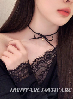 郑雅娴同款choker蝴蝶结锁骨链少女颈链项圈女颈带饰品新款黑色