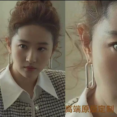 玫瑰的故事刘亦菲同款耳环银色几何长方形耳饰简约气质百搭经典