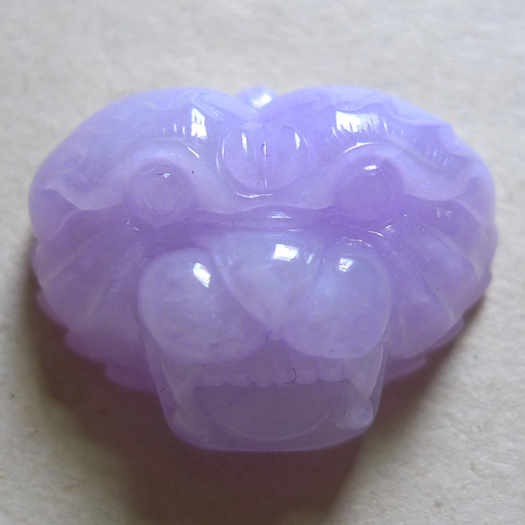 【聚琬楼翡翠】-1708098//老种起光浅紫虎头霸气十足吊坠送证书