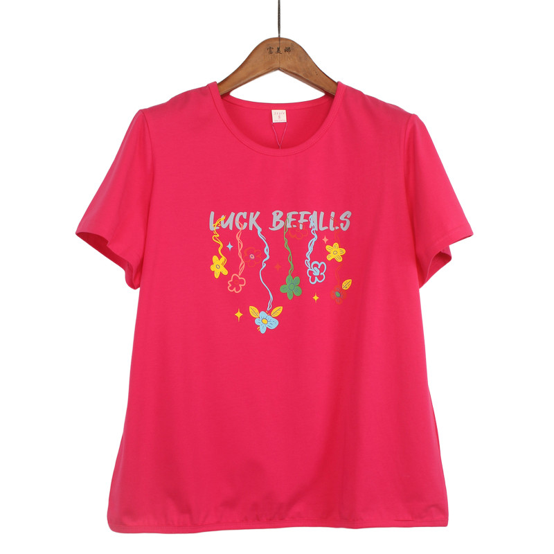 中年妈妈夏装短袖2026新款休闲圆领宽松纯棉女士百搭大码上衣t恤