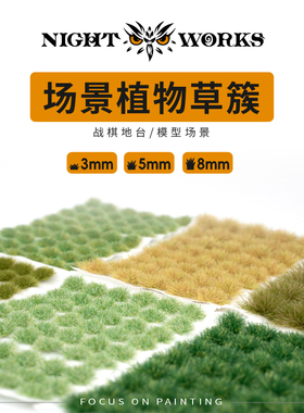 夜之工坊 Nightworks 草簇/草丛 3/5/8MM 微缩模型  植物场景制作