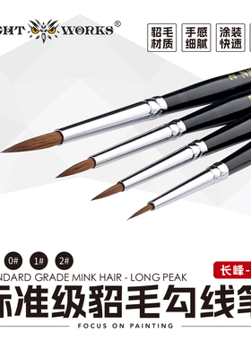 夜之工坊NightWorks微缩涂装貂毛勾线笔/水彩笔长峰金杆温7同尺寸