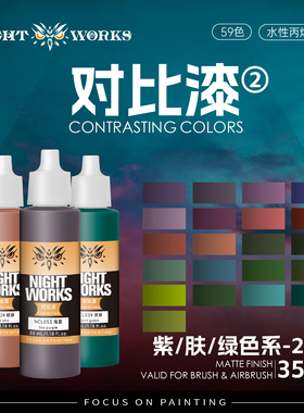 夜店漆NightWorks NCL 对比漆紫/肤/绿色系 水性丙烯 笔涂漆 35ml