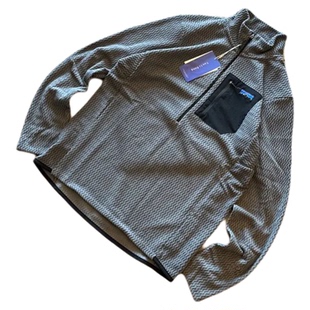 户外风pata平替立领半拉链波浪纹抓绒衣男款拉长袖保暖运动上衣