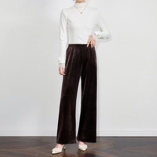 2516106-气质垂坠感加绒加厚丝绒休闲裤秋冬款新中式长裤南油下装