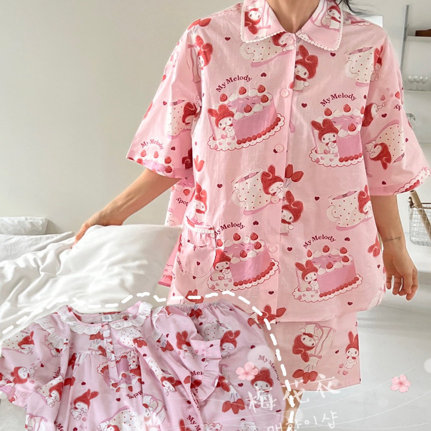 三丽鸥美乐蒂纯棉夏季睡衣套装