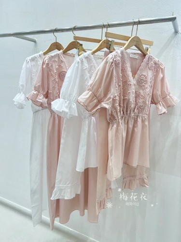 韩国纯棉睡裙balcony立体花女夏