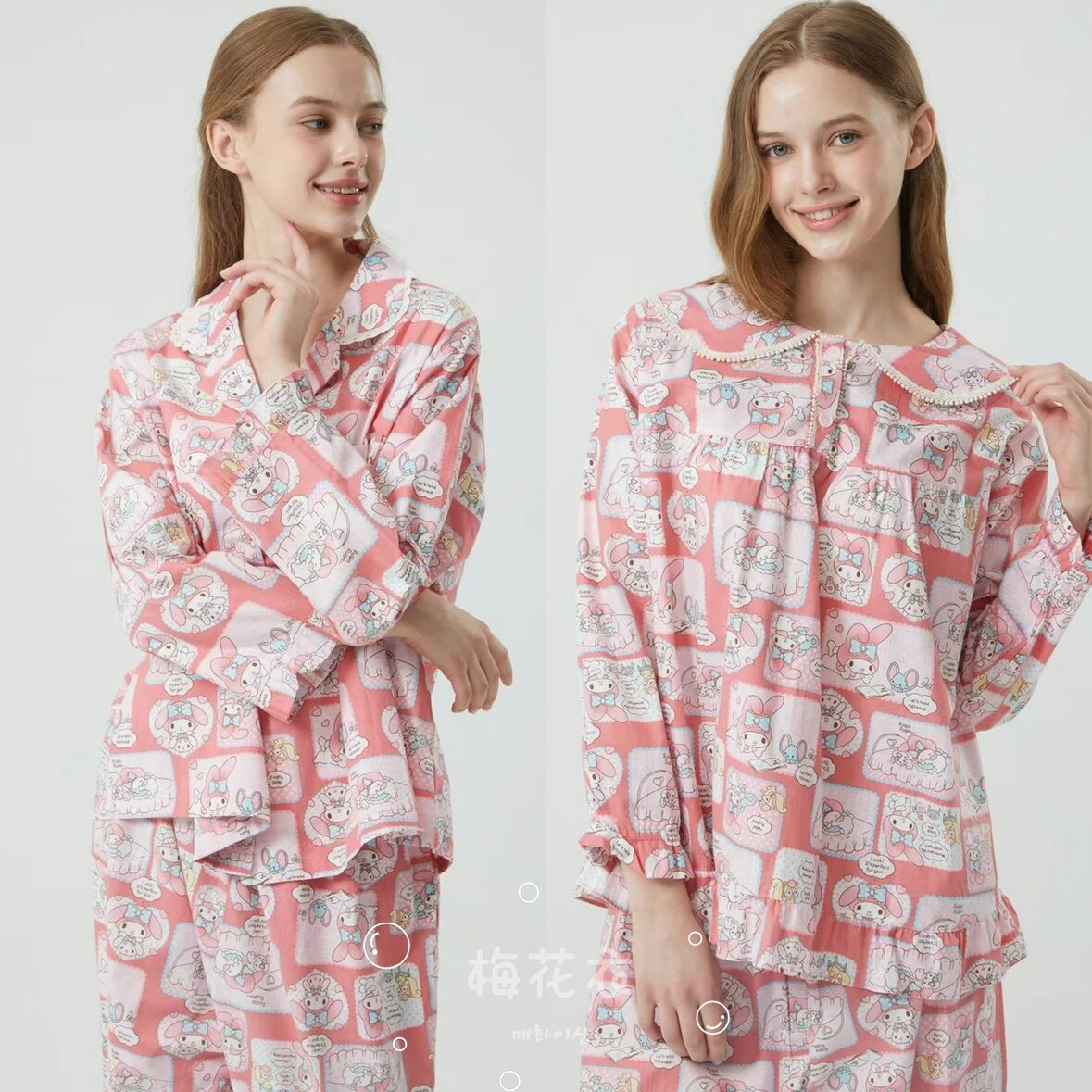 美乐蒂女纯棉韩国睡衣套装卡通