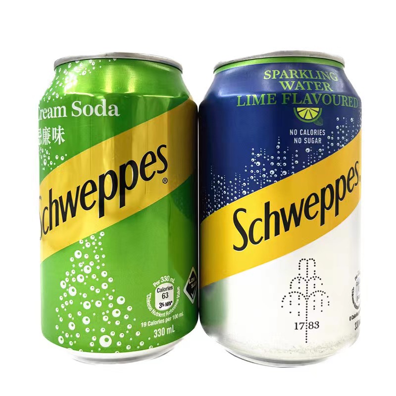 包邮香港进口饮料 SCHWEPPES玉泉绿色忌廉CreamSoda汽水330g*24罐