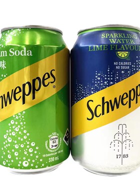 包邮香港进口饮料 SCHWEPPES玉泉绿色忌廉CreamSoda汽水330g*24罐