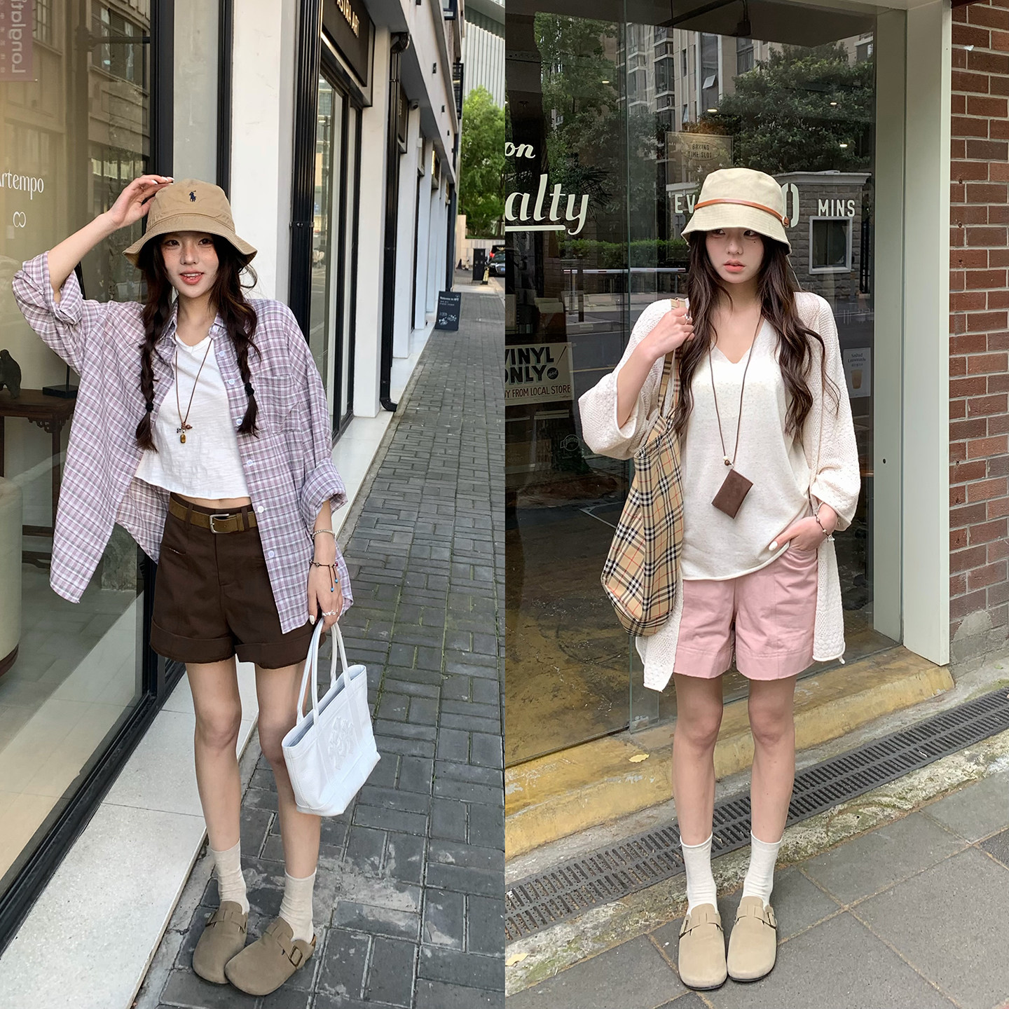 荒荒家 宽扁短裤2026夏季新款直筒高腰宽松阔腿休闲五分裤热裤女