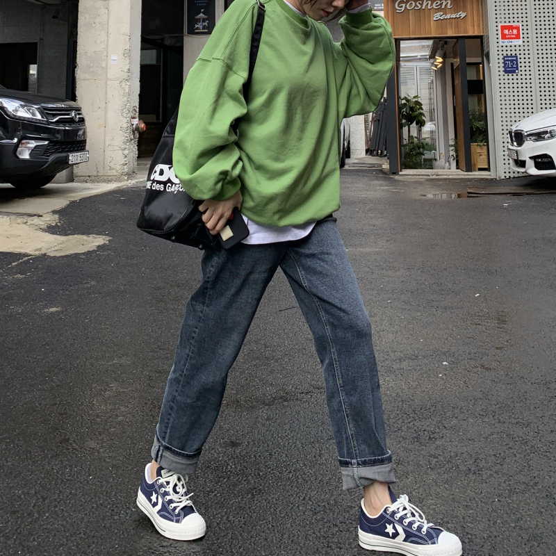 荒荒家裤子女2019新款韩版潮春秋直筒高腰阔腿显瘦宽松百搭牛仔裤热销2326件限时秒杀
