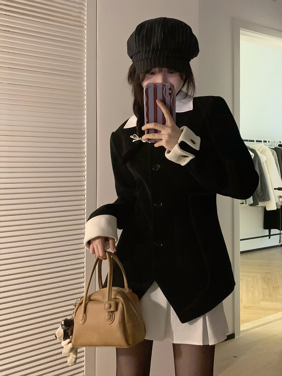 荒荒家假两件连衣裙外套套装