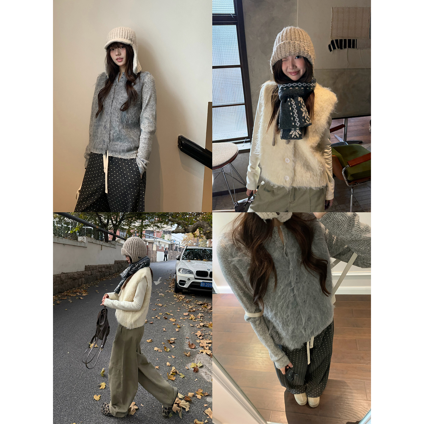 荒荒家 毛绒茸毛衣马甲2025冬季新款叠穿软糯保暖无袖背心夹克女