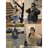 荒荒家 亲肤舒适打底内搭外穿上衣女 新款 印花磨毛长袖 T2025冬季