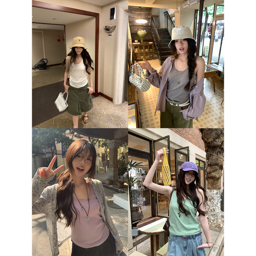 荒荒家宽松螺纹吊带背