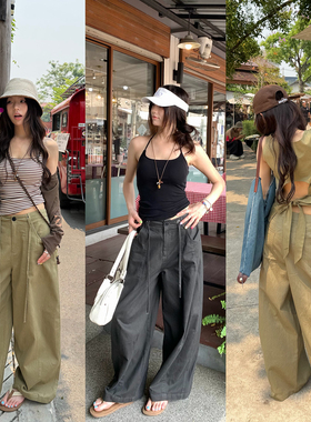 荒荒家 怀旧弯刀裤2026夏季新款宽松显瘦百搭直筒阔腿休闲长裤女