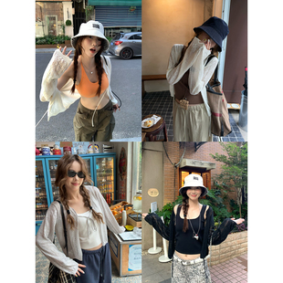 慵懒小众休闲纯色外套女 荒荒家镂空针织绑带开衫 2025夏季 新款 薄款