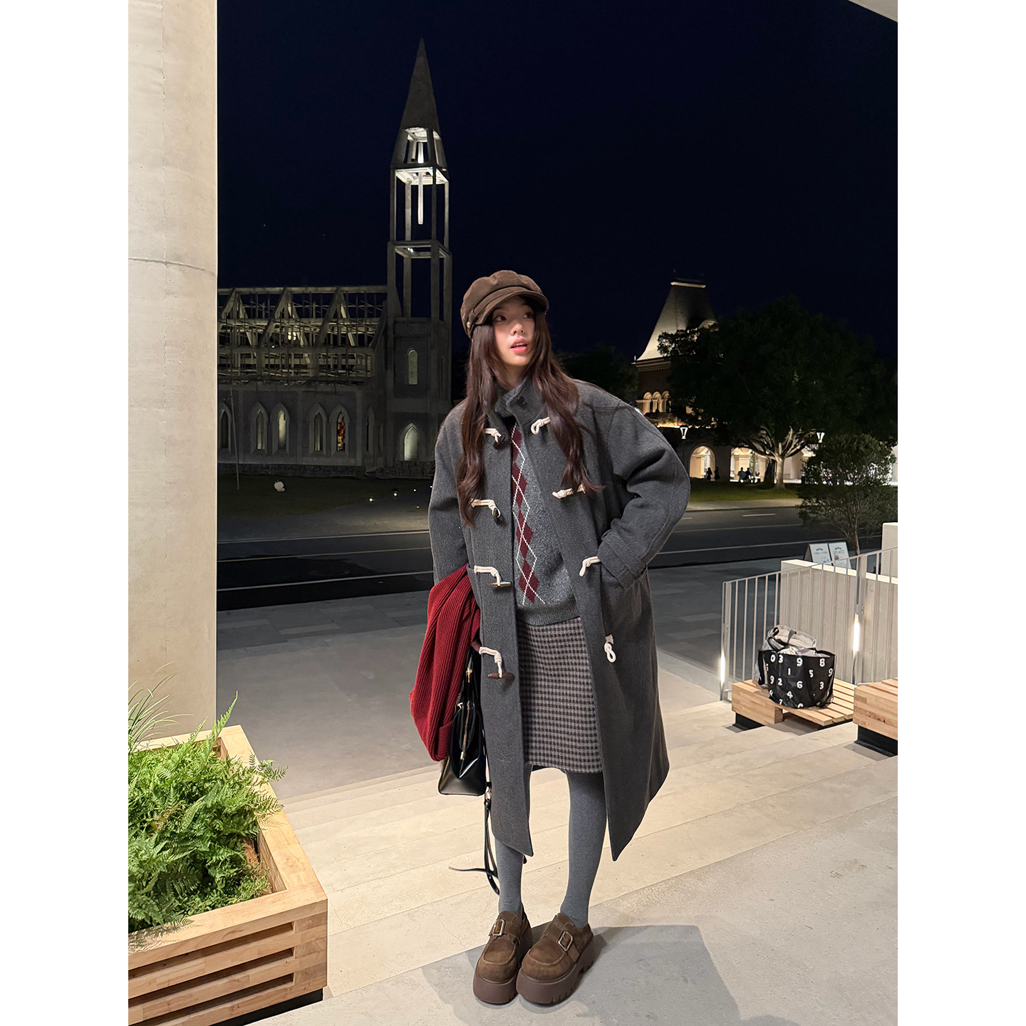 荒荒家立领牛角扣大衣