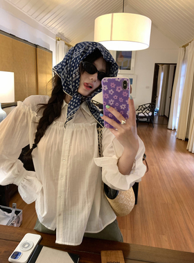 荒荒家 开扣法式衬衫2026夏季新款小心机微透设计甜辣白色外套女