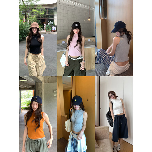 荒荒家半高领美背背心