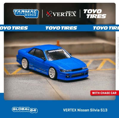 【超梦】Tarmac Works 1:64 VERTEX 日产 Silvia S13 合金车模型