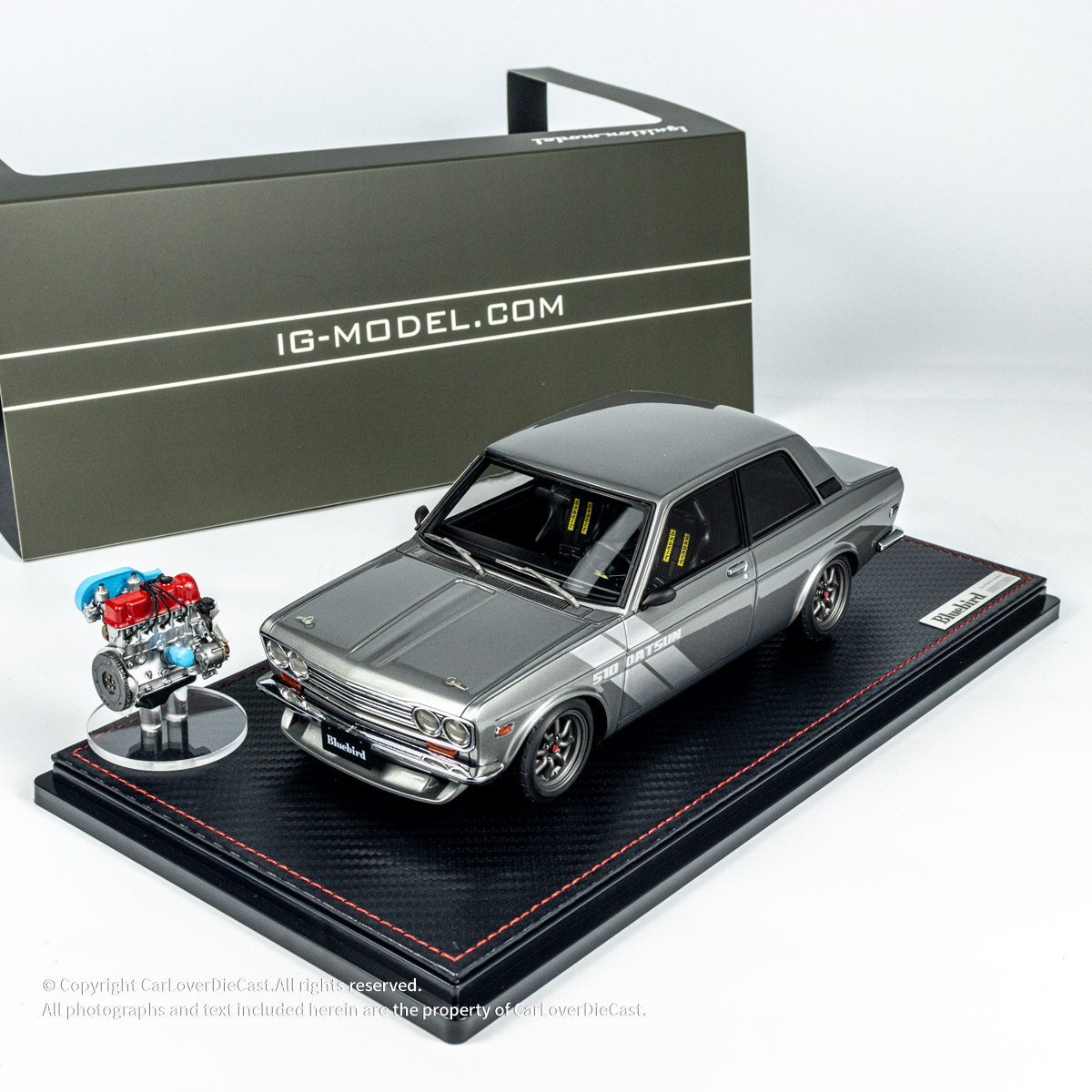 IG 1:18 达特桑 Bluebird 510 金色枪色 附赠 L16引擎 树脂车模型