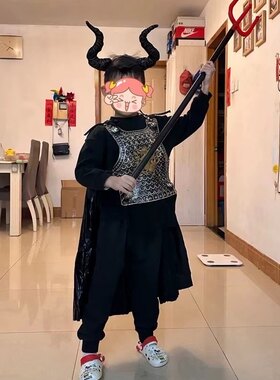 西游记牛魔王服装儿童端午节化妆舞会表演小妖怪牛角恶魔披风斗篷