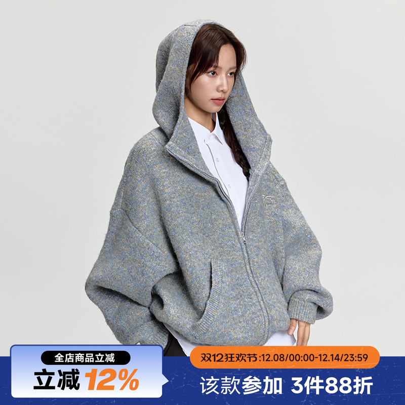 RAPPEYE马海毛连帽开衫毛衣外套