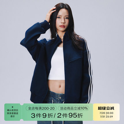 RAPPEYE双杠分割拉链卫衣潮牌男春秋美式百搭宽松运动开衫外套女
