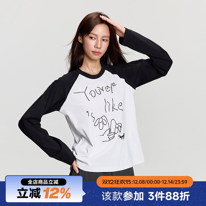 RAPPEYE复古撞色拼接长袖T恤