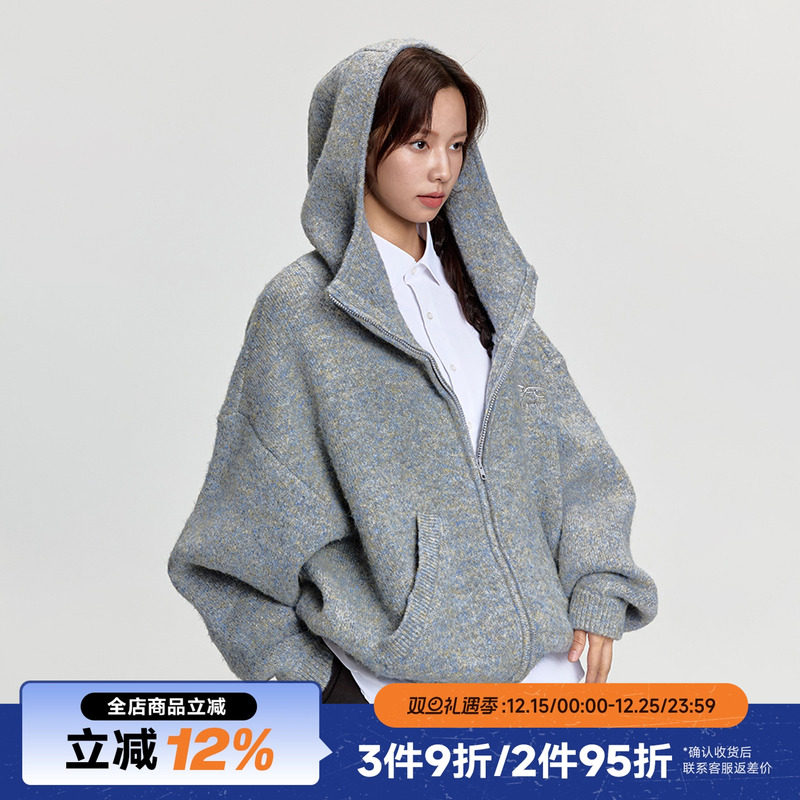 RAPPEYE马海毛连帽开衫毛衣外套