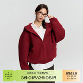 RAPPEYE休闲复古国潮美式 宽松安可拉红色卫衣外套 重磅连帽情侣款