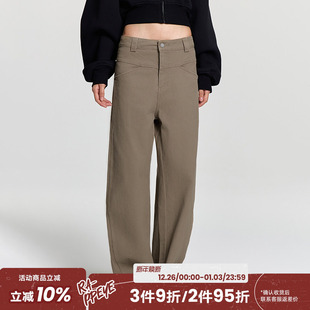 复古宽松显瘦日系阔腿休闲裤 RAPPEYE 百搭潮牌美式 裤 酵洗弯刀工装