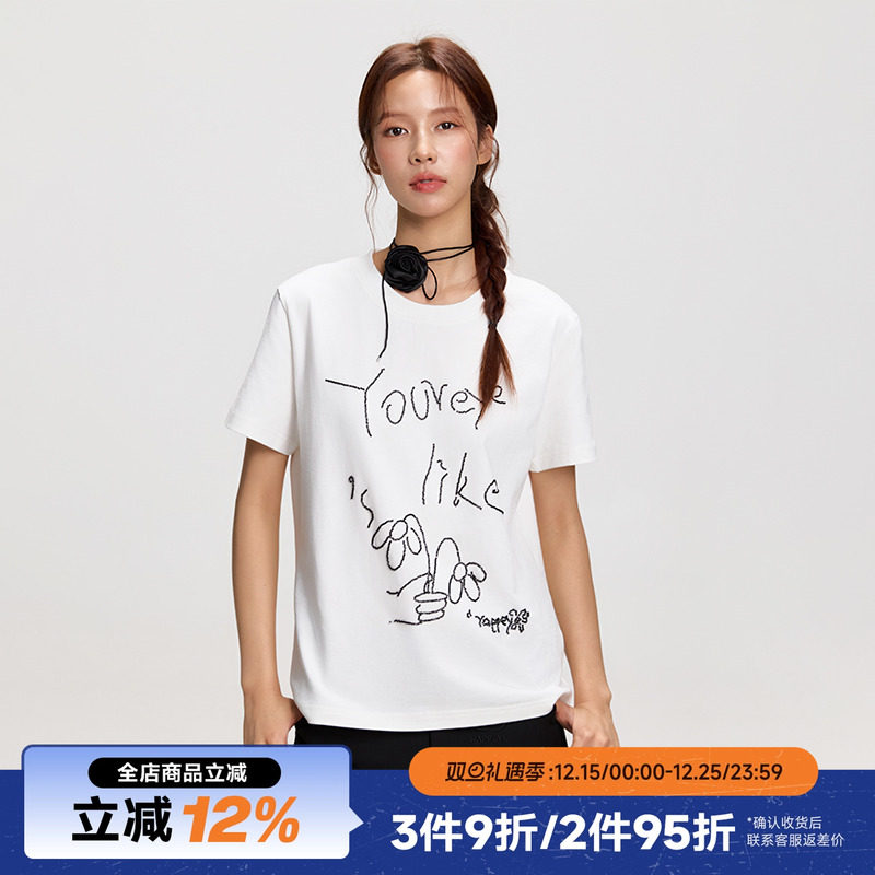 RAPPEYE珠绣正肩设计感短袖