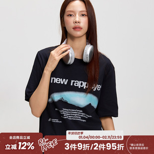 RAPPEYE 山脉落日短袖美式复古潮牌情侣宽松休闲百搭印花纯棉T恤