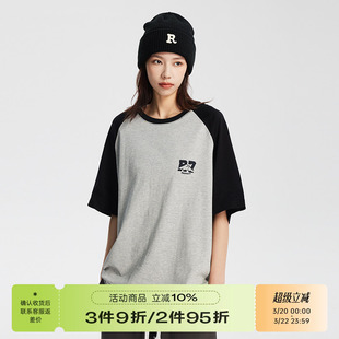 RAPPEYE 插肩'R7'美式休闲男女宽松潮牌情侣夏季新款纯棉短袖T恤