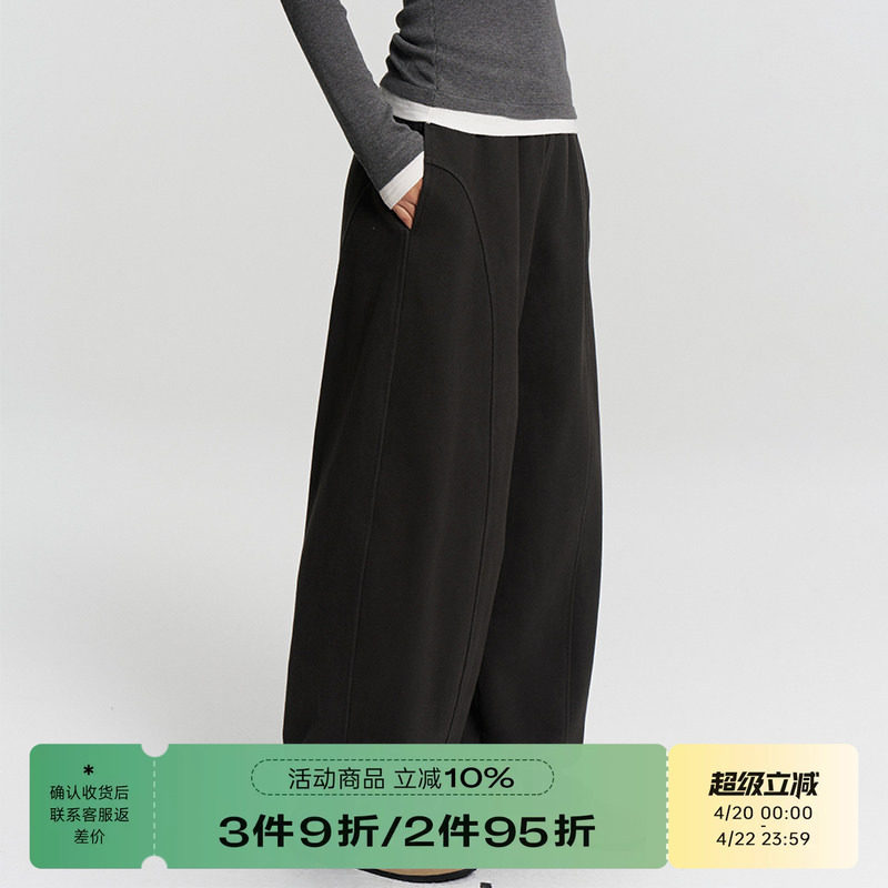 RAPPEYE 弯刀卫裤女美式新款高腰宽松简约直筒显瘦休闲运动阔腿裤