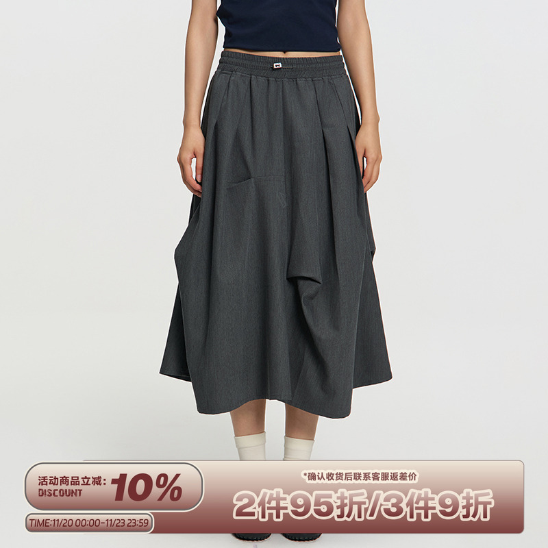 RAPPEYE褶皱折叠伞裙半身裙女夏