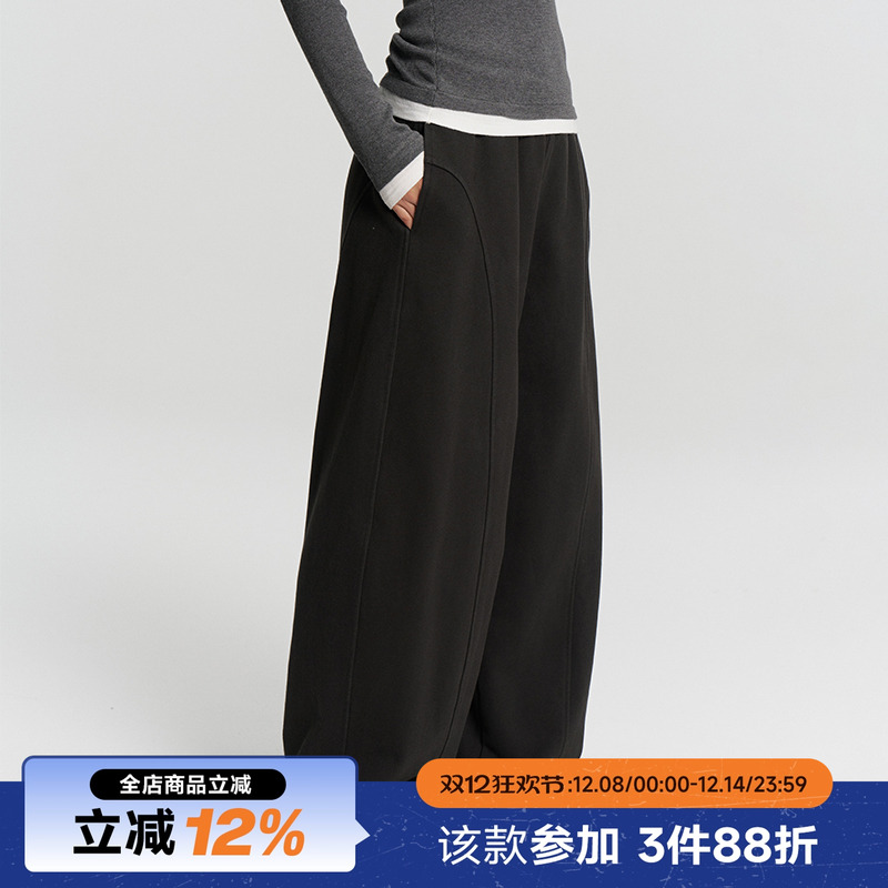 RAPPEYE 弯刀卫裤女美式新款高腰宽松简约直筒显瘦休闲运动阔腿裤