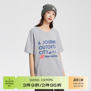 RAPPEYE山脉美式休闲男女宽松潮牌情侣夏季新款正肩基础款短袖T恤