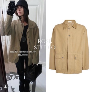 ROW FRANK水洗卡其色灯芯绒拼接磨毛大廓形内里夹棉夹克工装外套