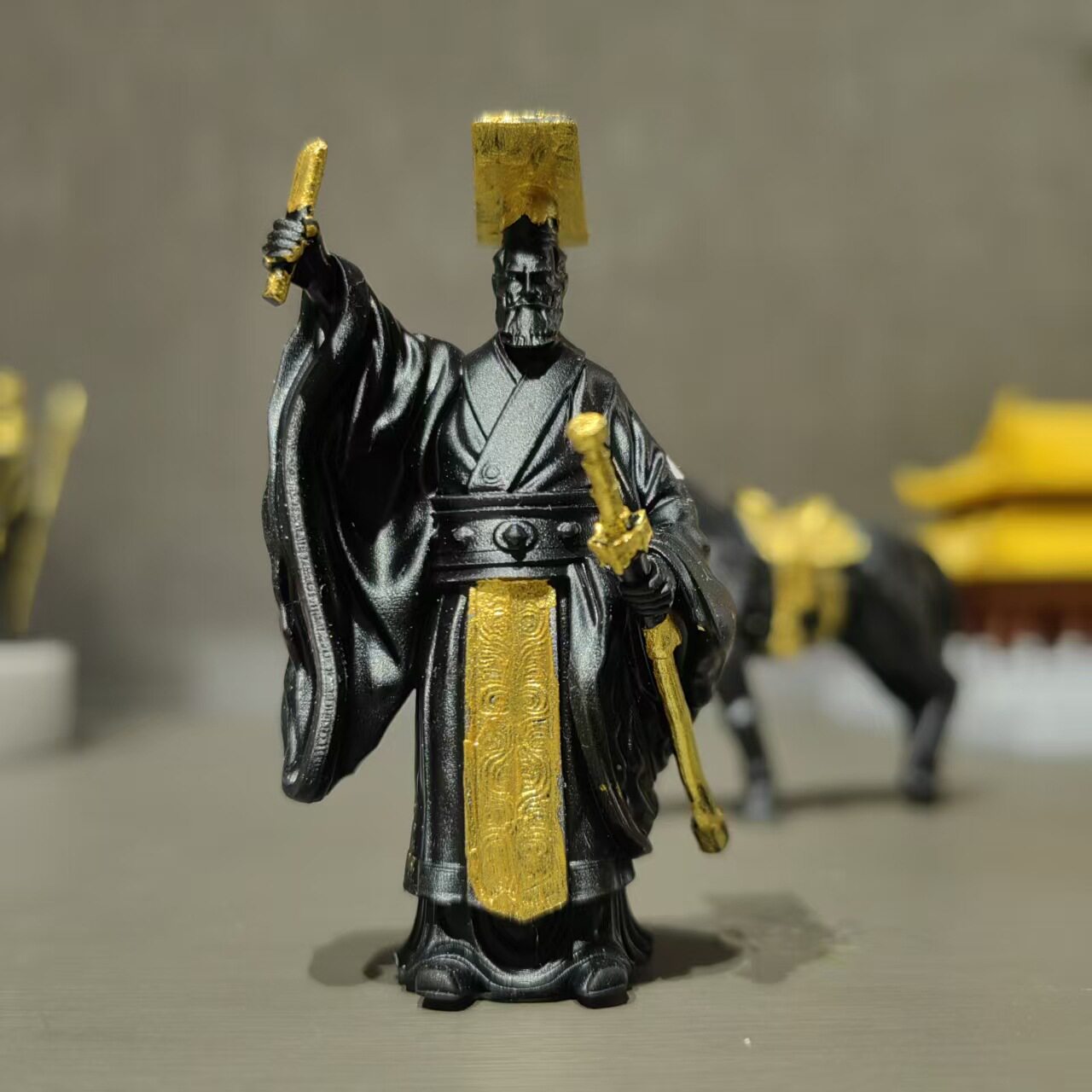 包邮秦始皇阿房宫古代士兵将军微景观鱼缸造景3d打印树脂寒江孤影