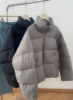 IMCC设计感90白鸭绒短款立领泡芙羽绒服女加厚面包服冬季保暖外套